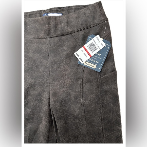 NWT Democracy Women’s Brown/Gray Faux Suede Glider Pocket Leggings, Size XS - Picture 3 of 3
